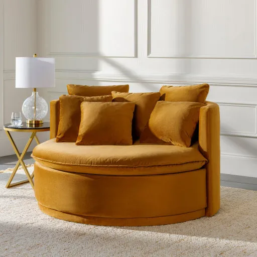 Surya Drancy Modern Cognac Brown Velvet Lounger Chair