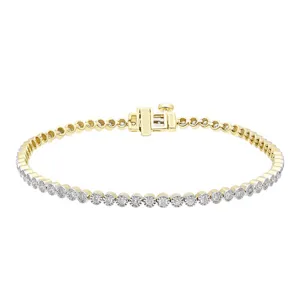 Tennis Bracelet with 1.00ct of Diamonds in 9ct Yellow Gold