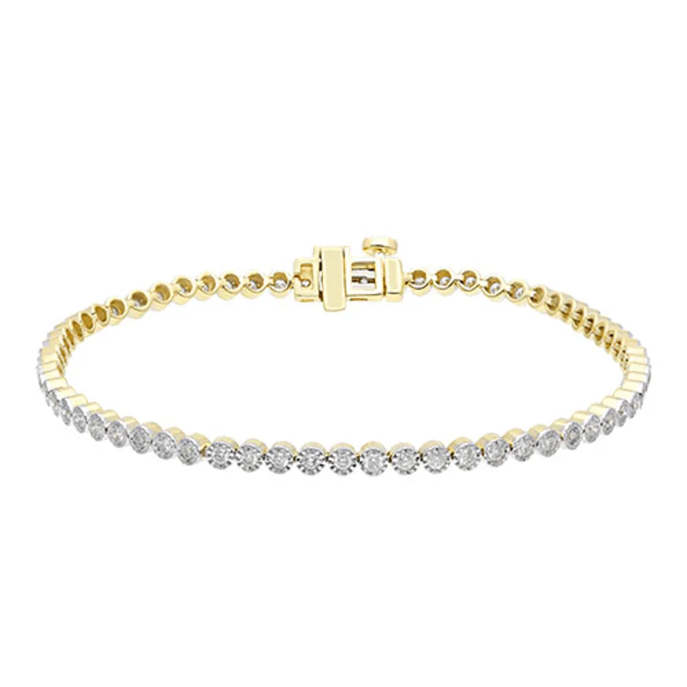 Tennis Bracelet with 1.00ct of Diamonds in 9ct Yellow Gold