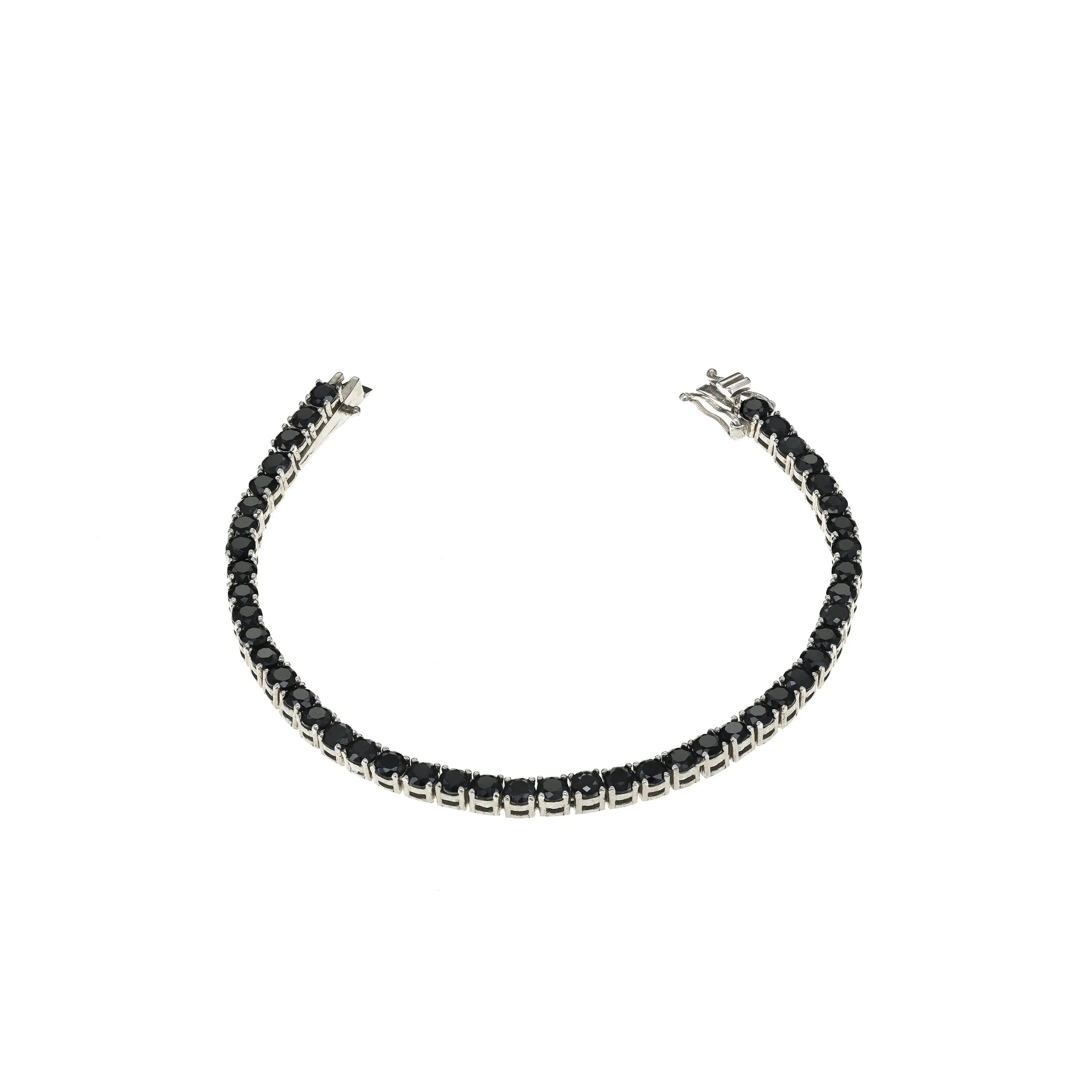 Tennis Bracelet With Box Clasp - Black 4mm