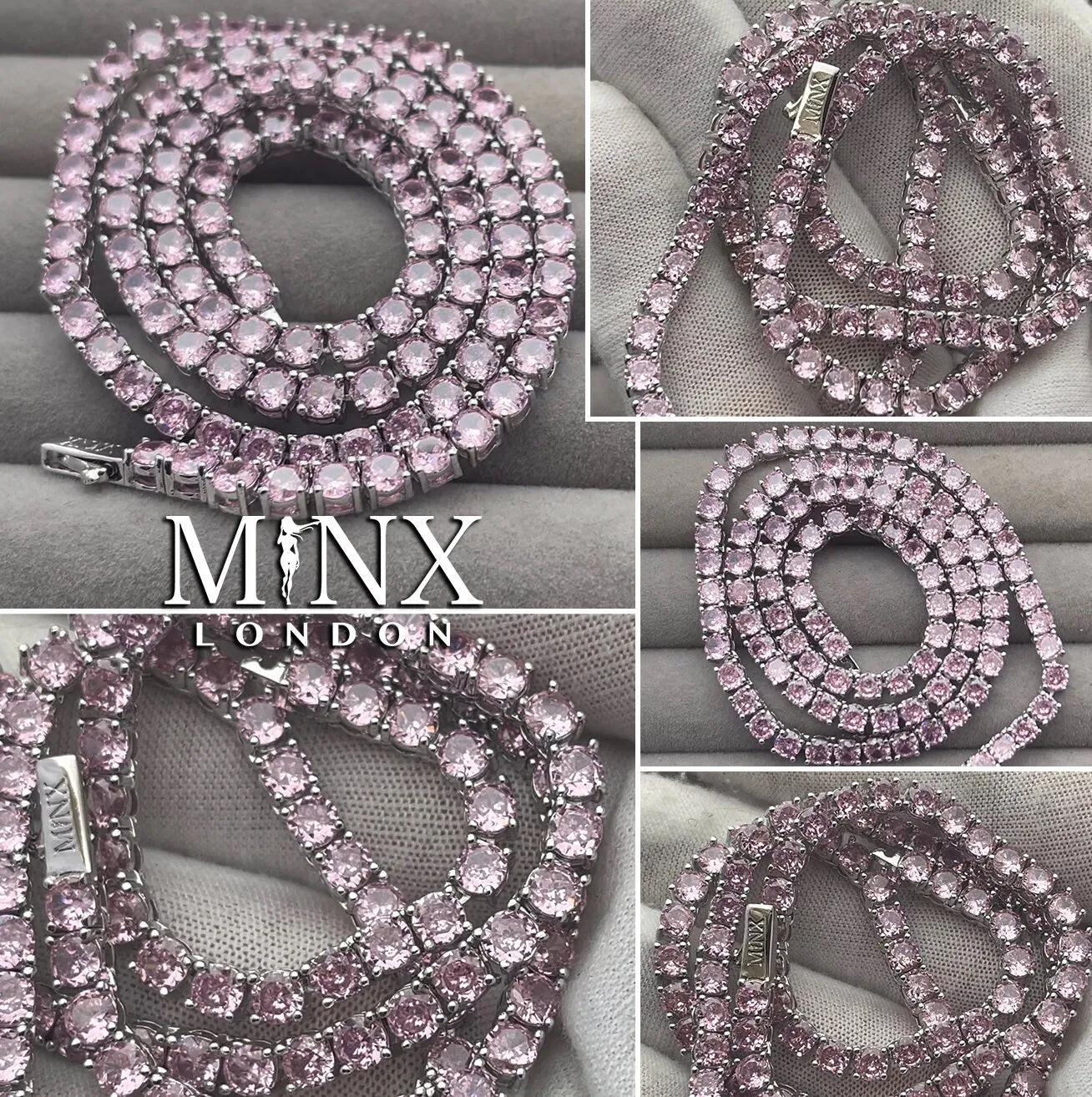 Tennis Chain | Pink Diamond Tennis Chain | Tennis Necklace | Womens Tennis Chain | Iced Chain  | Diamond Tennis Chain | Hip Hop Chain