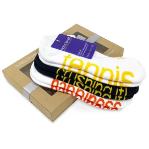 Tennis, crushing it and happiness - 3 pairs of socks in gift box