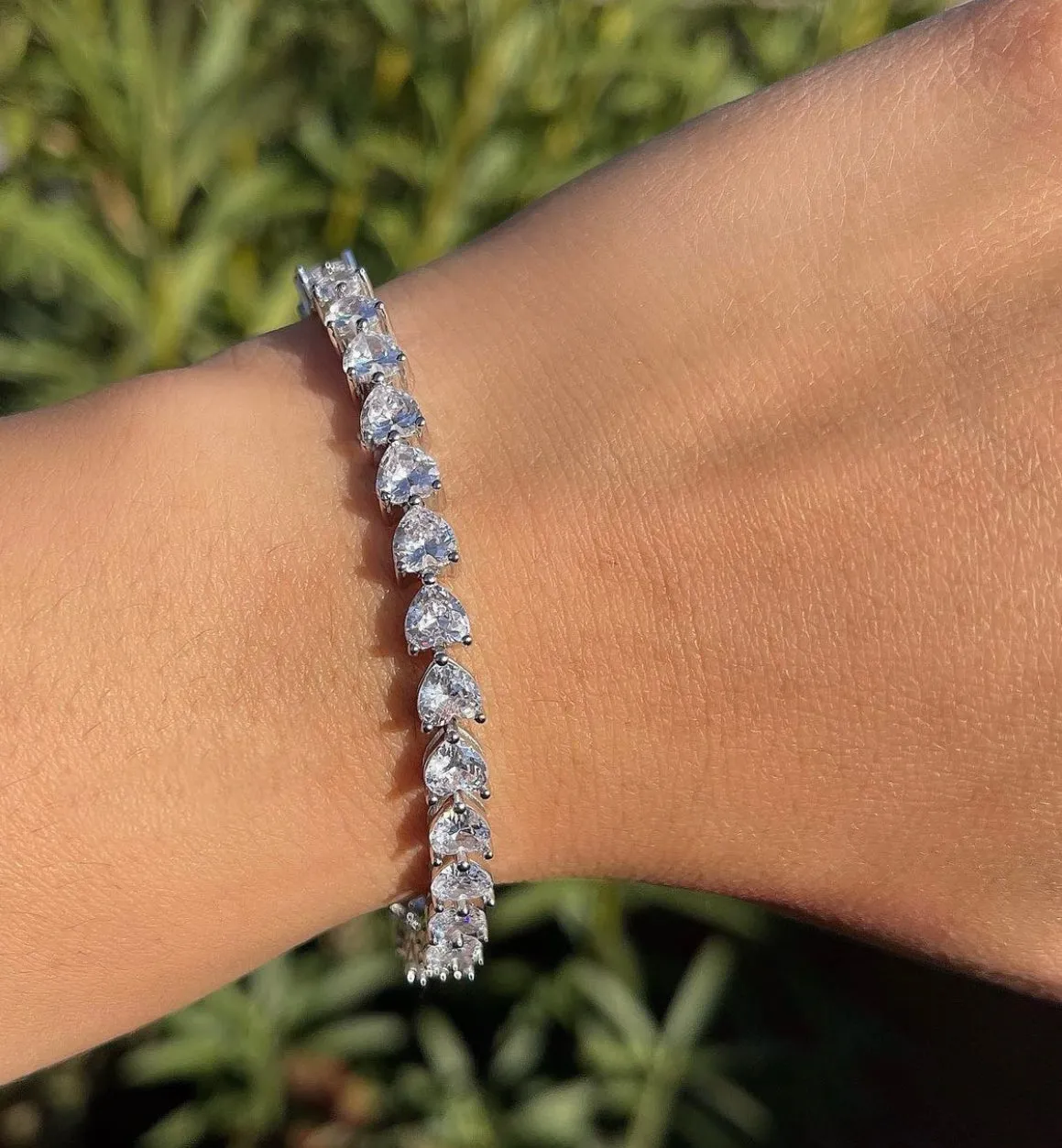 Tennis heart bracelet or necklace , heart Iced Zircon Tennis Chain Bracelet, bridal cz link bracelet,bridemaidsgift,tennis heart necklace
