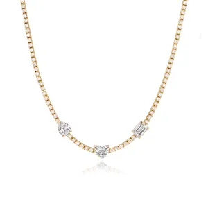 Three Shape Diamond Tennis Necklace