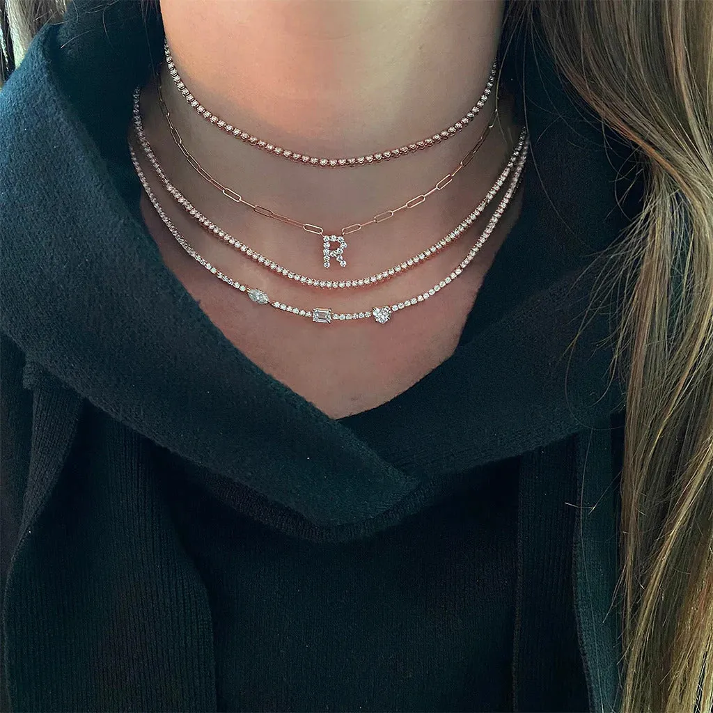 Three Shape Diamond Tennis Necklace