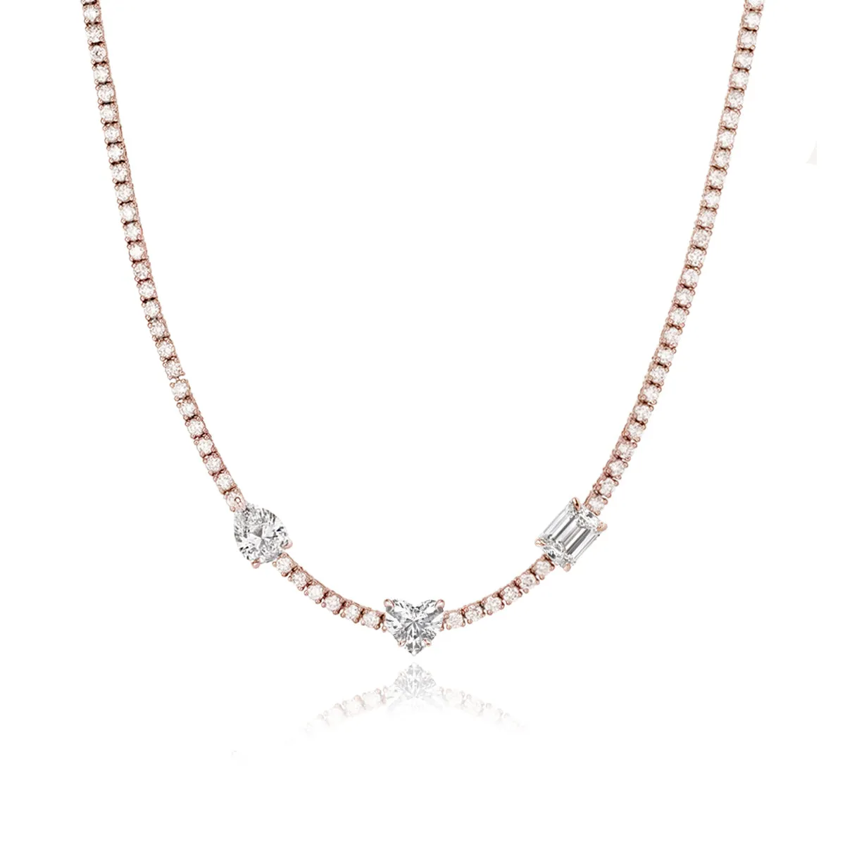 Three Shape Diamond Tennis Necklace