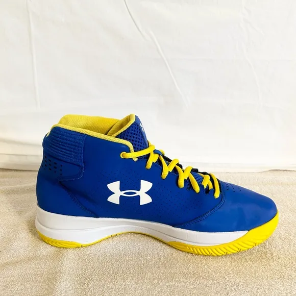Under Armour Jet Mid Blue/Yellow size 8 MEN’S BASKETBALL SHOES