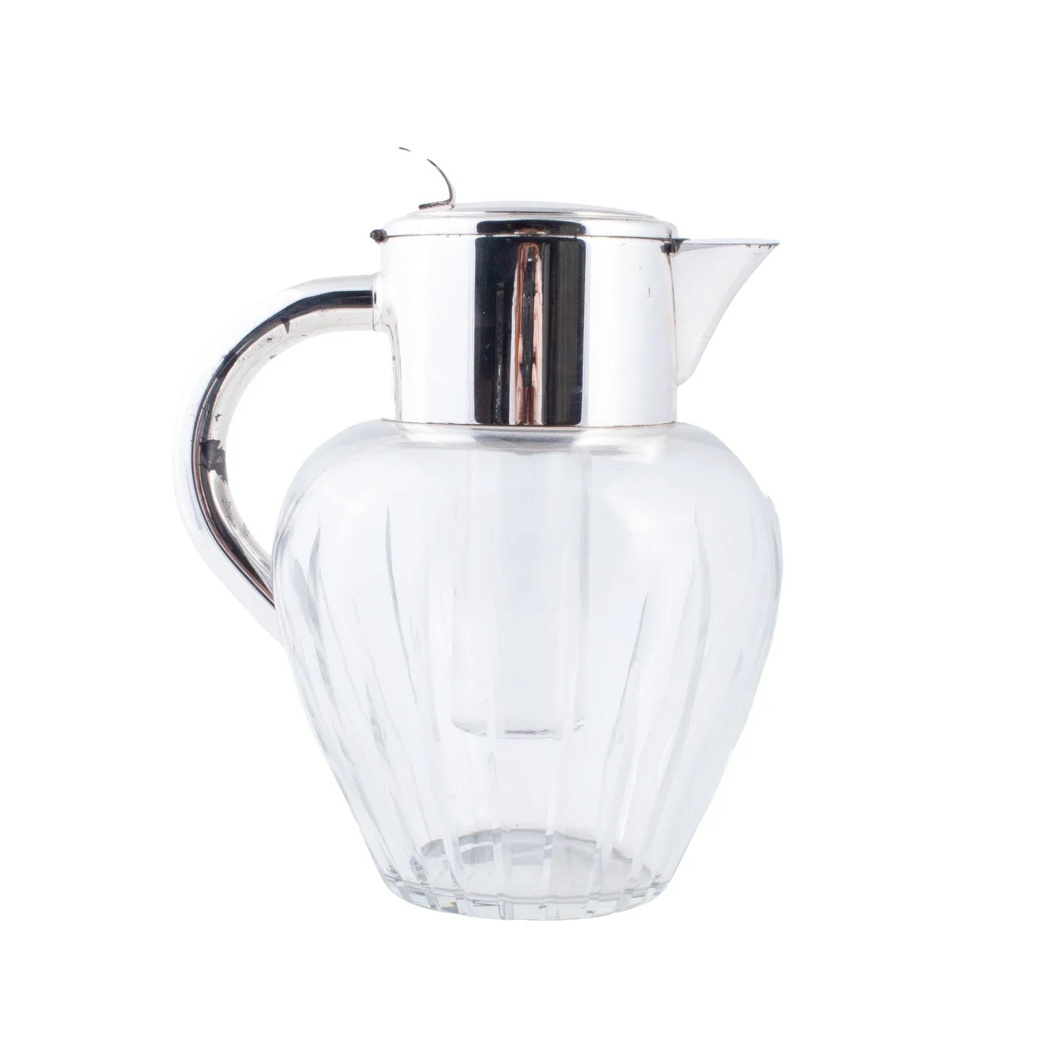 Vintage Cut Crystal & Silver Plate Lemonade Jug with Ice Holder