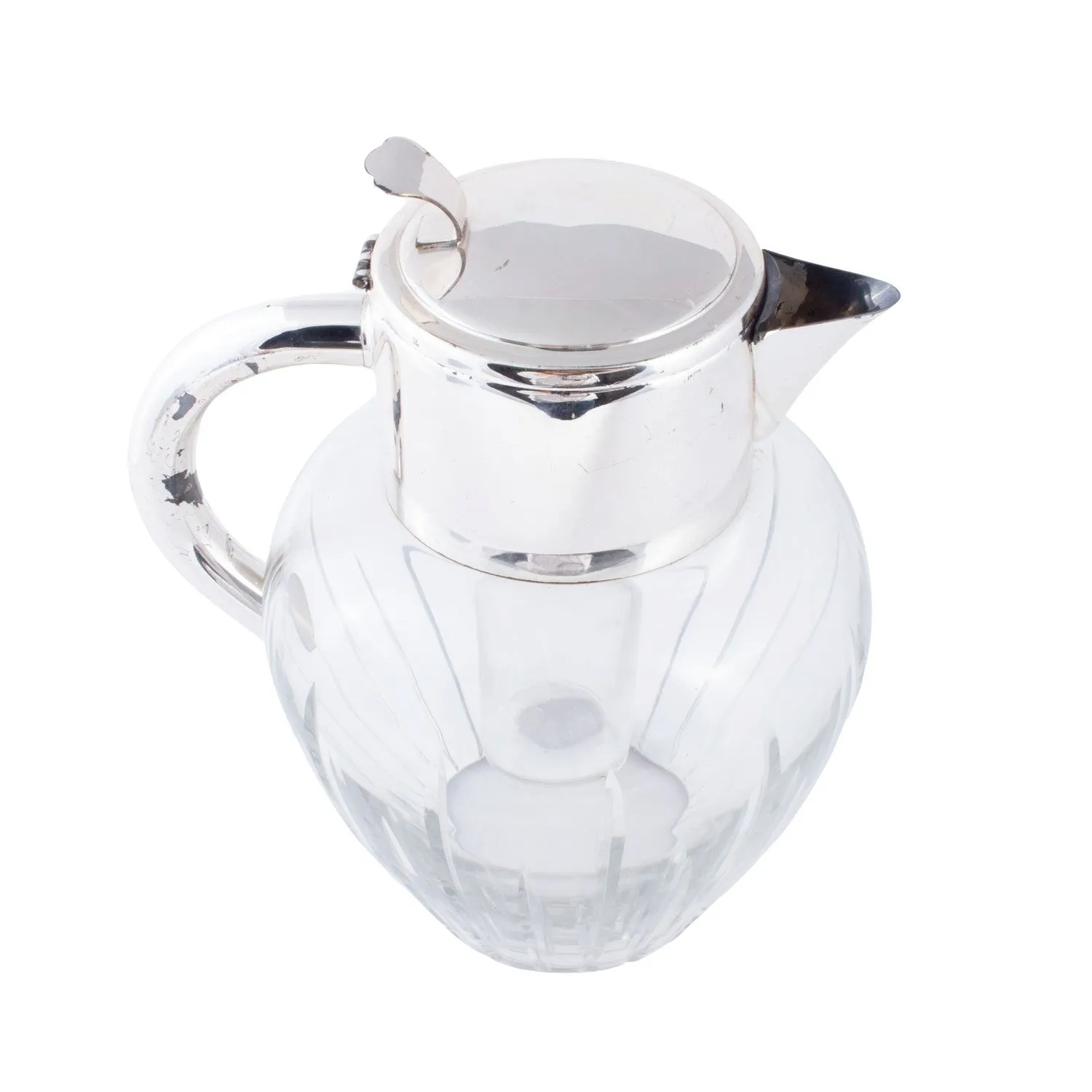Vintage Cut Crystal & Silver Plate Lemonade Jug with Ice Holder