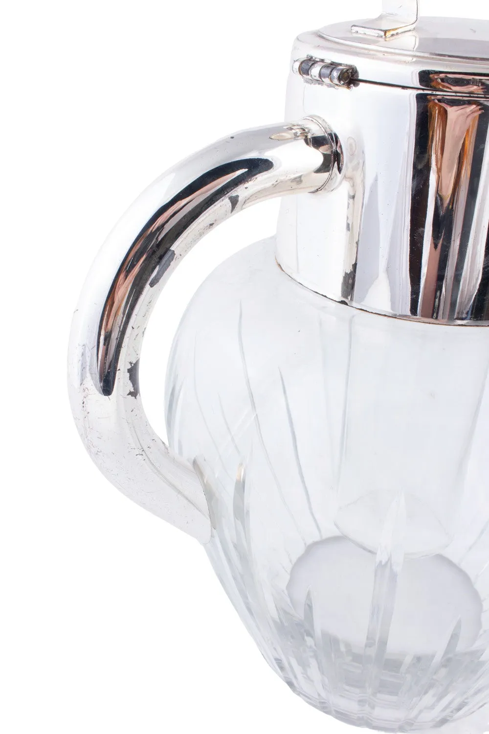 Vintage Cut Crystal & Silver Plate Lemonade Jug with Ice Holder