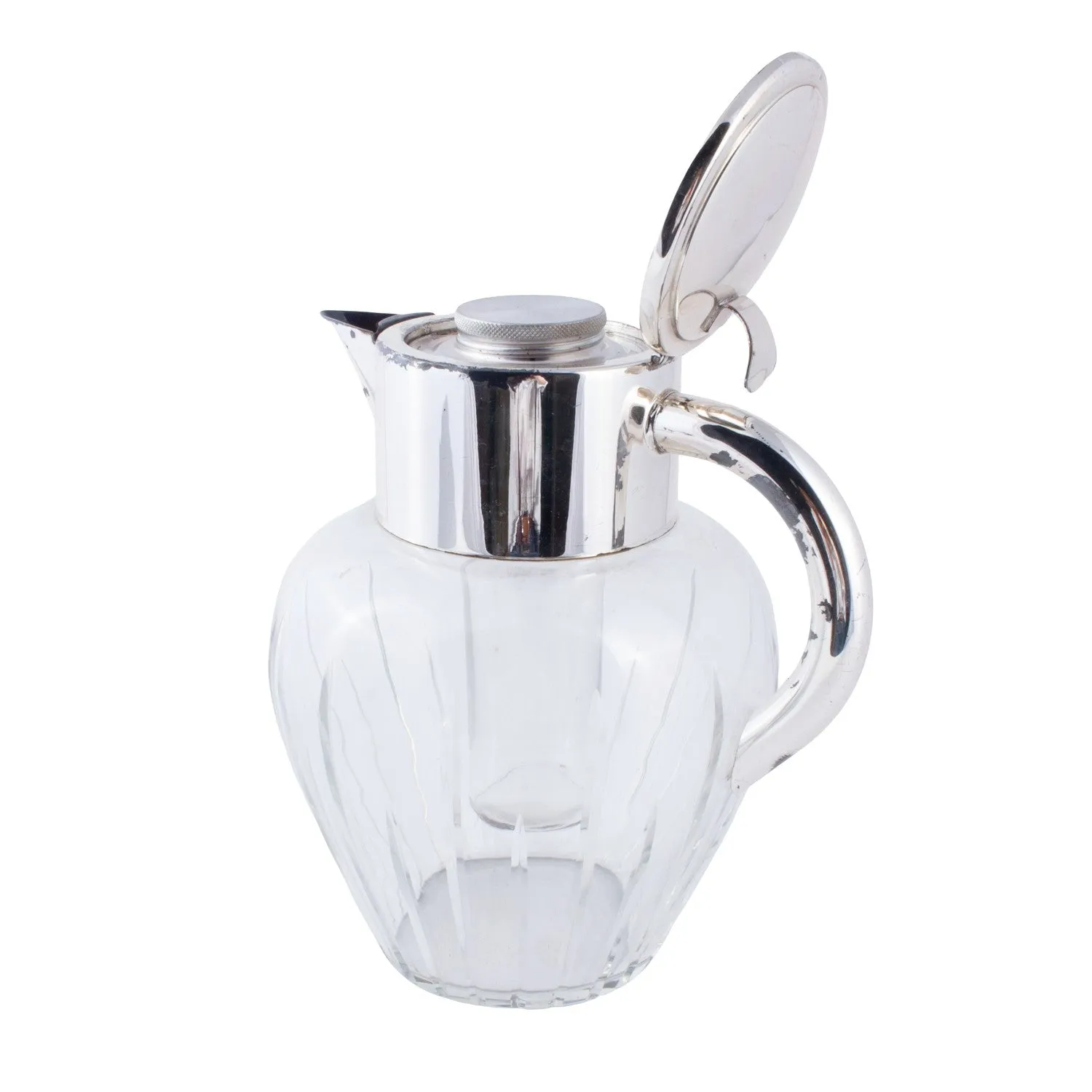 Vintage Cut Crystal & Silver Plate Lemonade Jug with Ice Holder