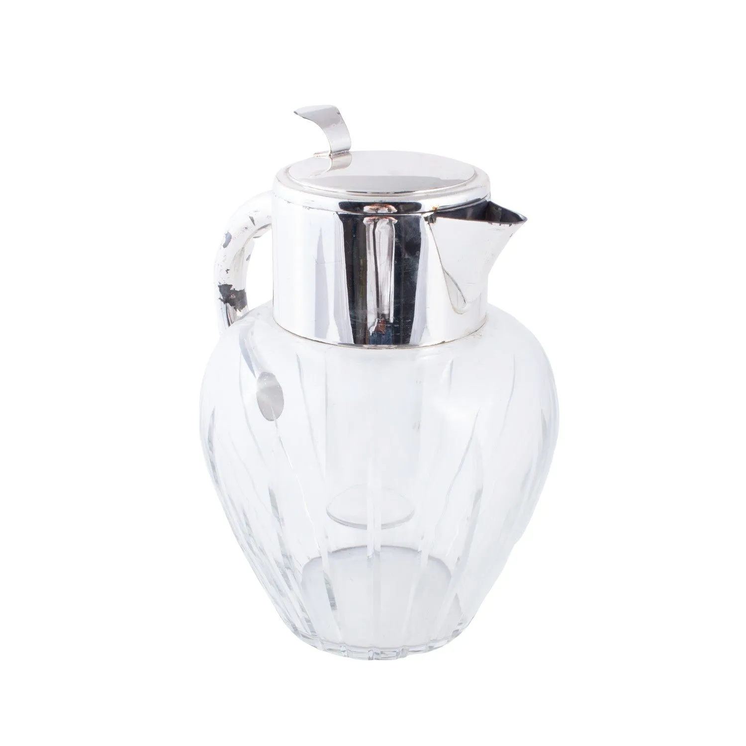 Vintage Cut Crystal & Silver Plate Lemonade Jug with Ice Holder