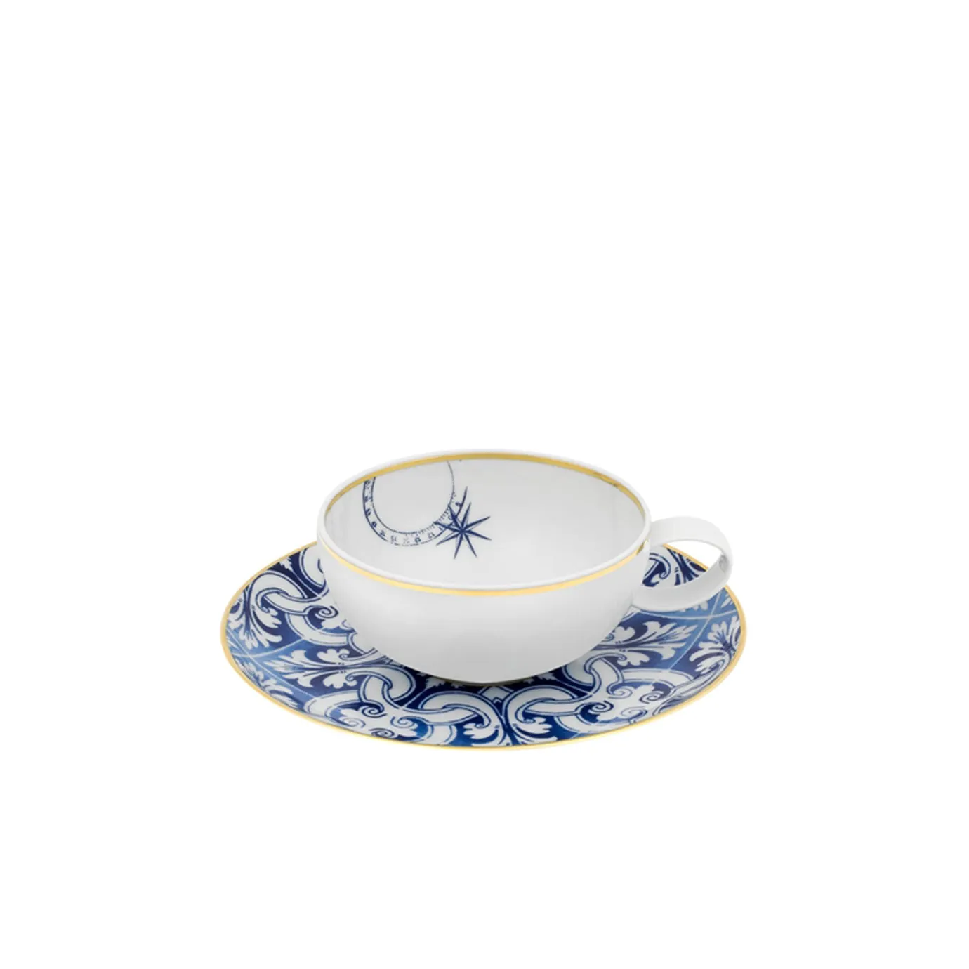 VISTA ALEGRE TRANSATLANTICA TEA CUP AND SAUCER, SET OF 4
