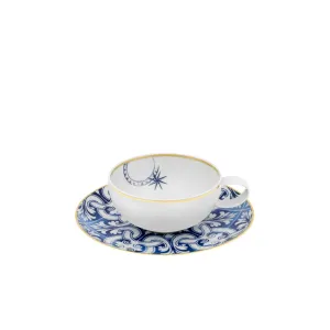 VISTA ALEGRE TRANSATLANTICA TEA CUP AND SAUCER, SET OF 4