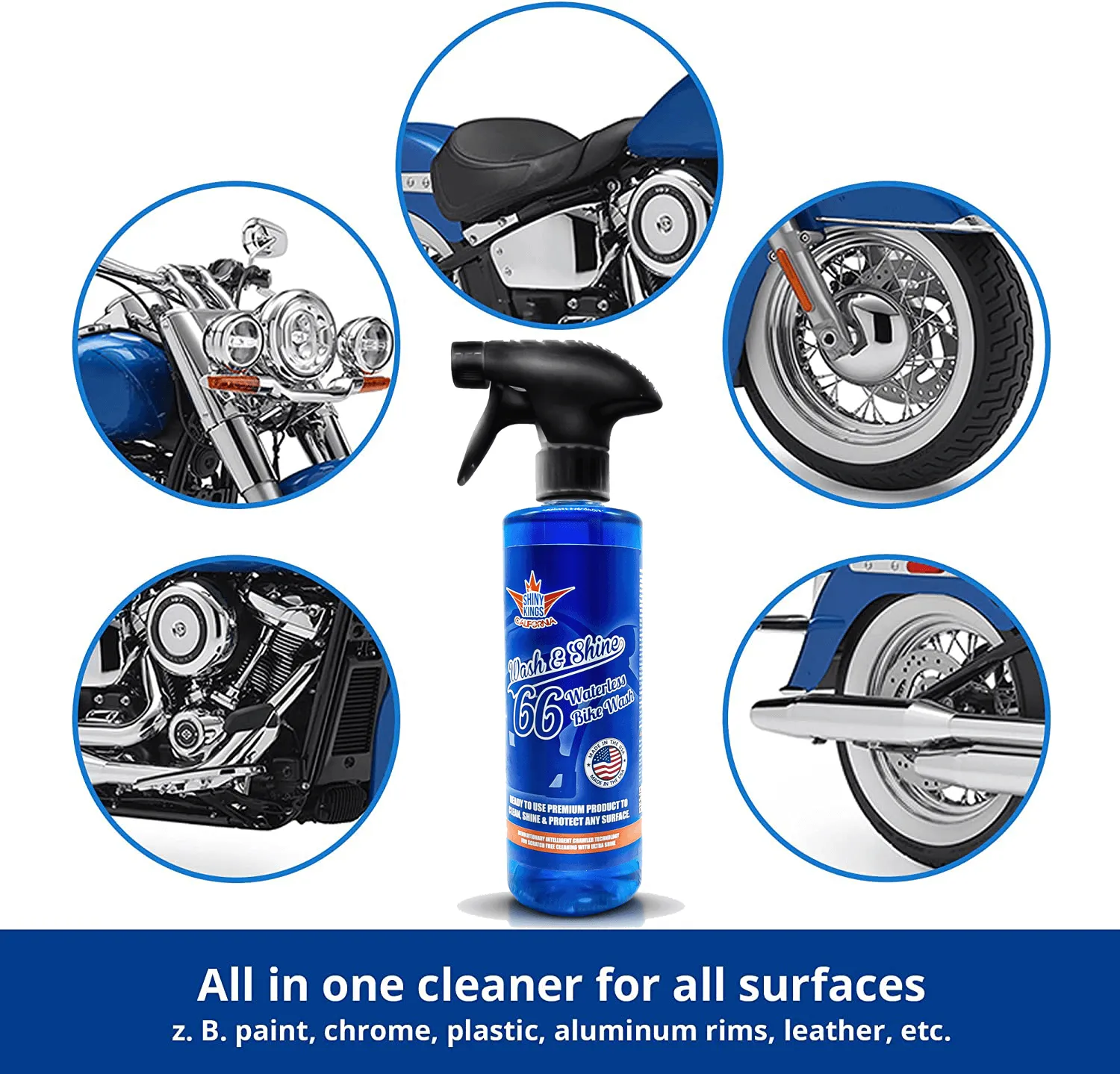 Wash&Shine 66 Waterless Motorcycle Cleaner – 2x16 fl. oz (No Towels)