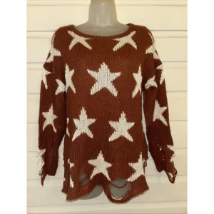 Wildfox White Label Long Sleeve Distressed Knit Pullover Oversized Sweater XS