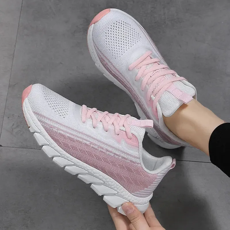Women Flying Weave Breathable Soft Casual Sneakers Ladies Non-Slip Jogging Shoes Fashion Lightweight Running Shoes