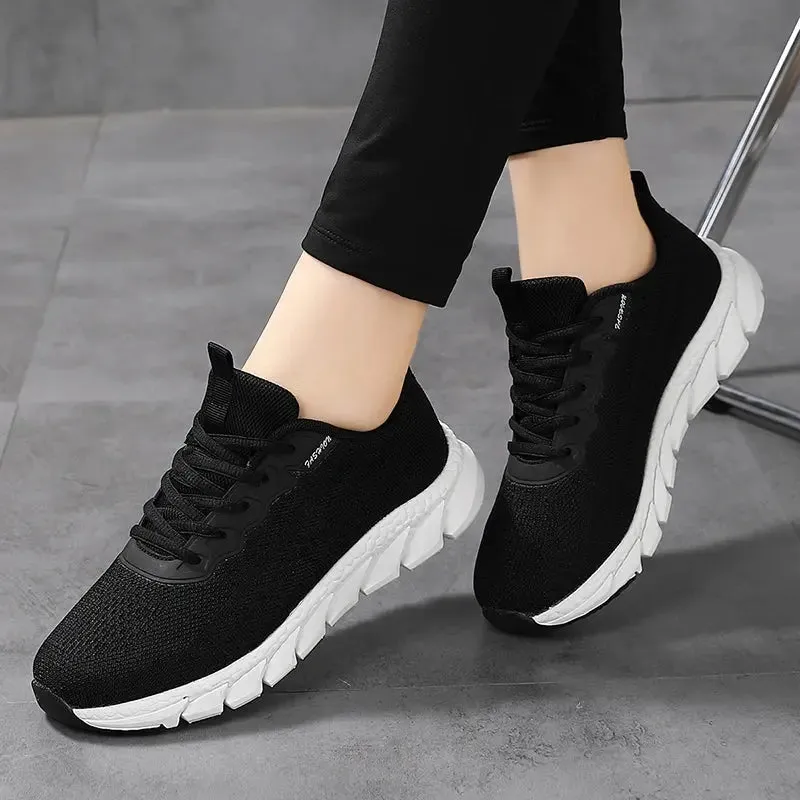 Women Flying Weave Breathable Soft Casual Sneakers Ladies Non-Slip Jogging Shoes Fashion Lightweight Running Shoes