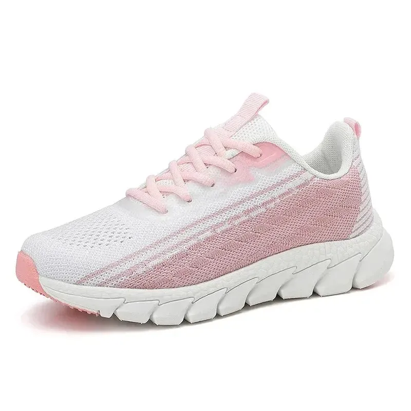 Women Flying Weave Breathable Soft Casual Sneakers Ladies Non-Slip Jogging Shoes Fashion Lightweight Running Shoes
