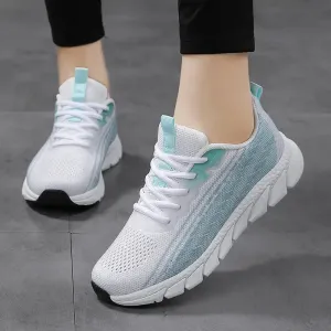 Women Flying Weave Breathable Soft Casual Sneakers Ladies Non-Slip Jogging Shoes Fashion Lightweight Running Shoes
