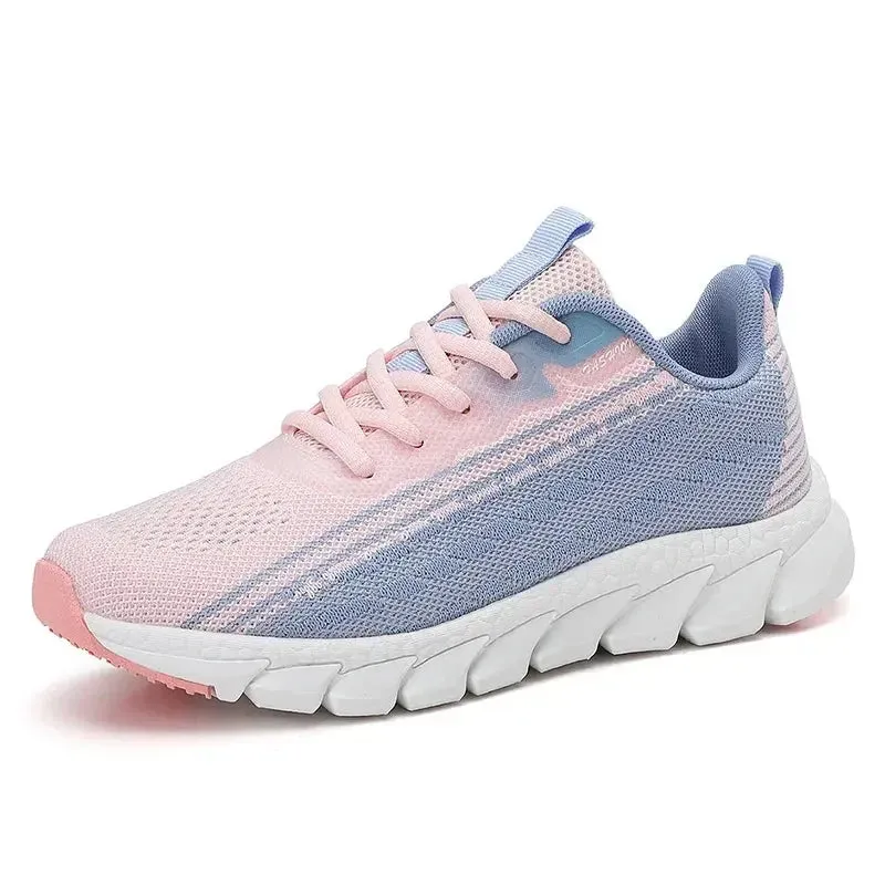 Women Flying Weave Breathable Soft Casual Sneakers Ladies Non-Slip Jogging Shoes Fashion Lightweight Running Shoes