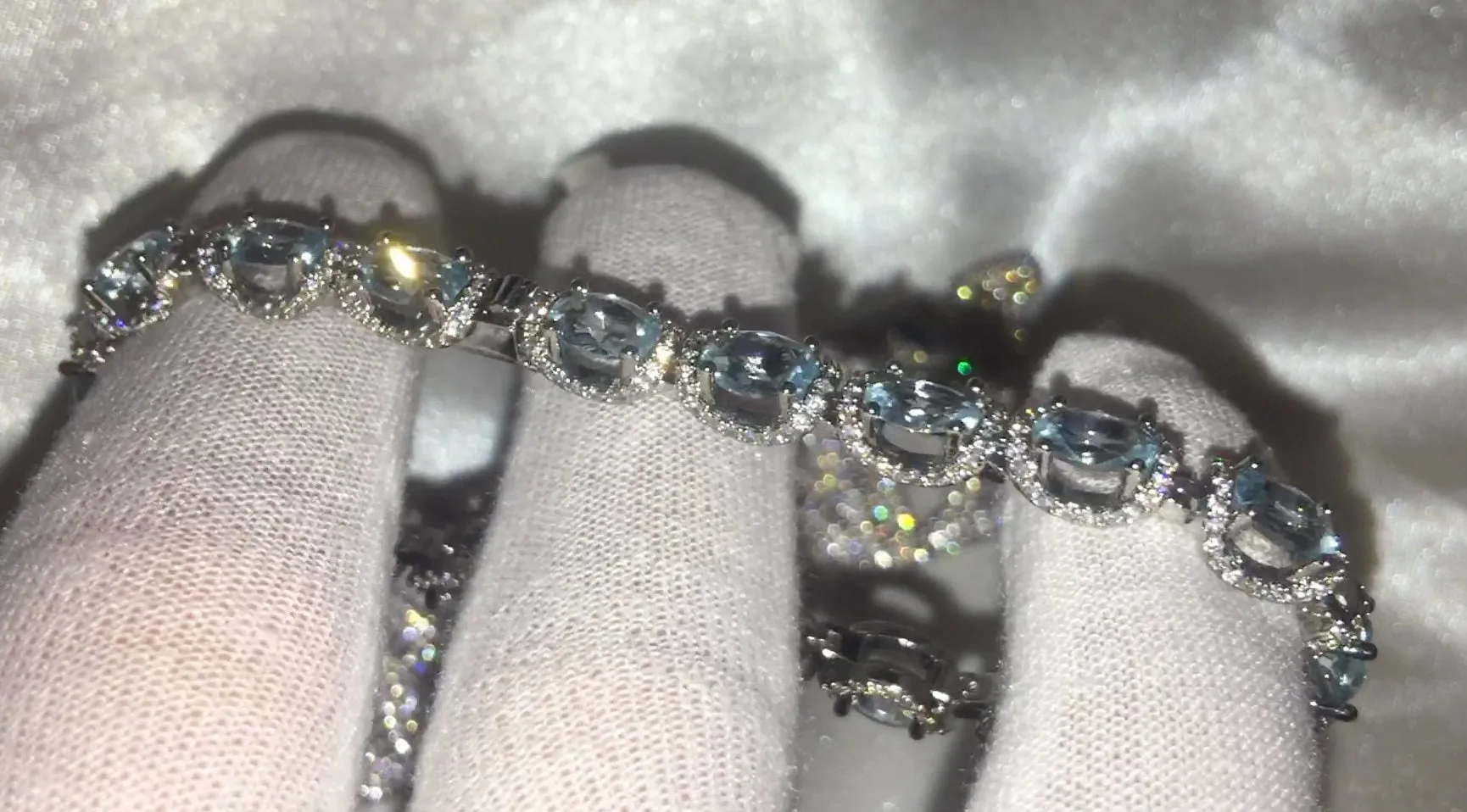 Womens Bracelet | Tennis Bracelet | Blue Diamond Bracelet | Diamond Bracelet | Bracelets | Aquamarine Diamond Bracelet | Silver Bracelet