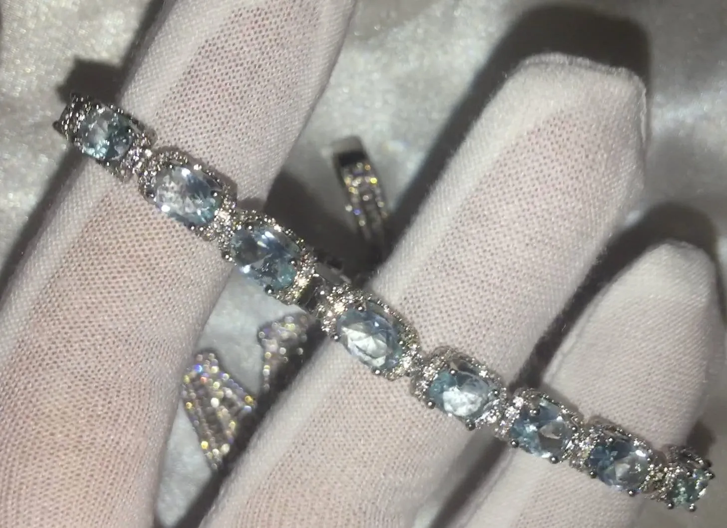 Womens Bracelet | Tennis Bracelet | Blue Diamond Bracelet | Diamond Bracelet | Bracelets | Aquamarine Diamond Bracelet | Silver Bracelet