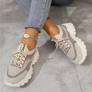 Women's Breathable and Comfortable Color-Blocked Outdoor Sports Shoes