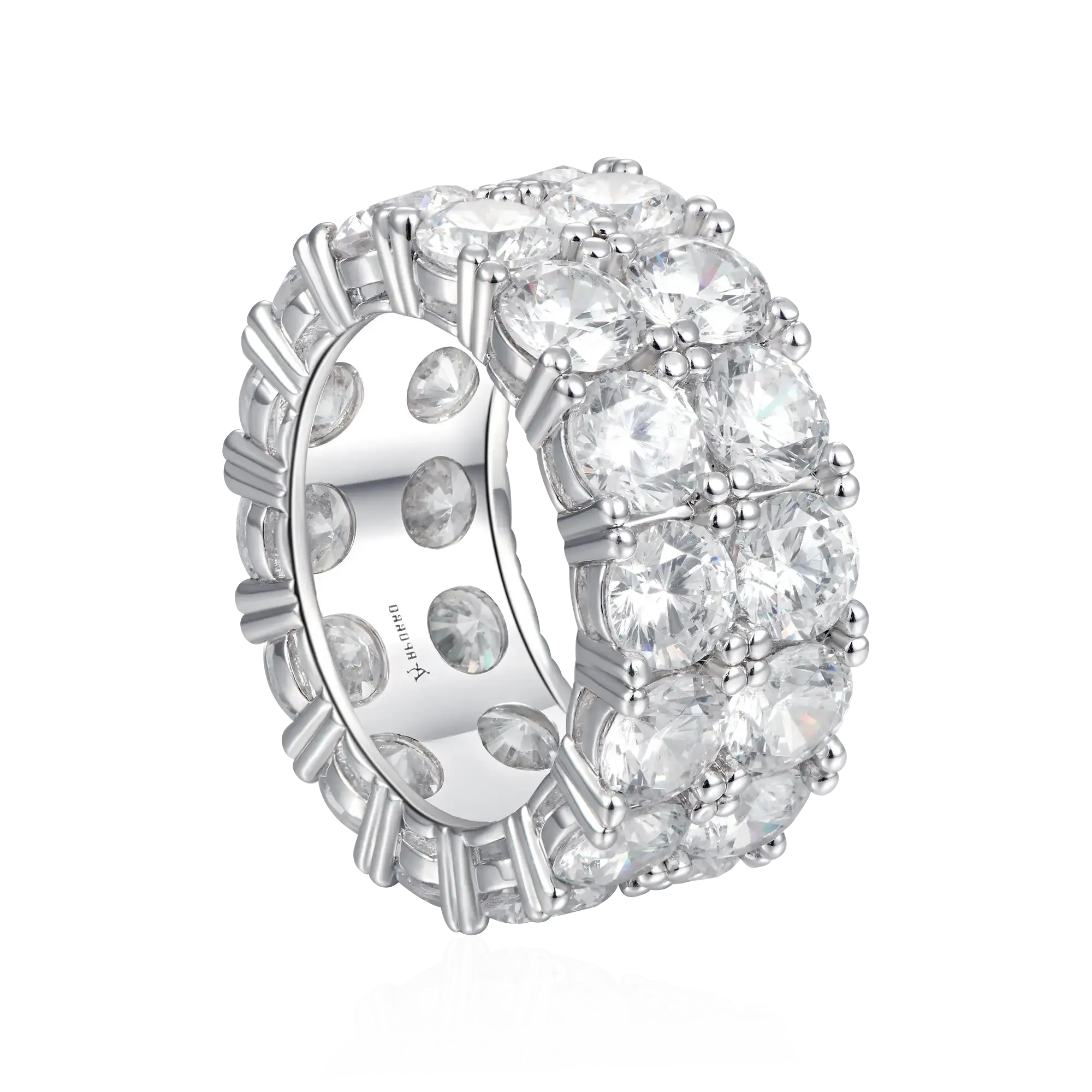 Women's Iced Double Row Tennis Ring - 10mm