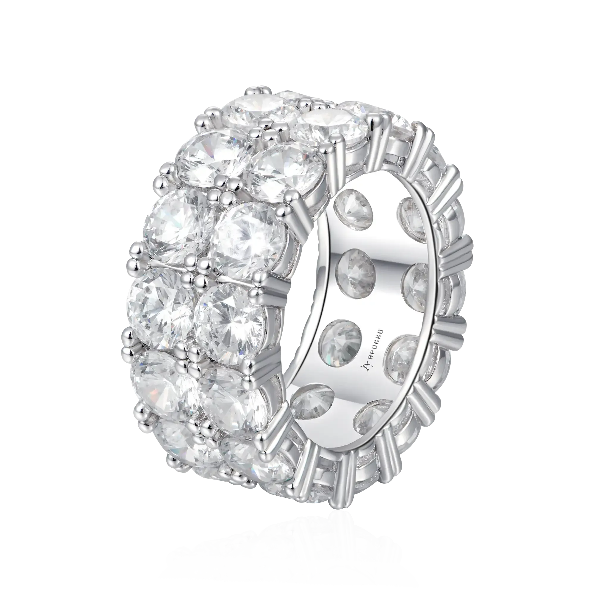 Women's Iced Double Row Tennis Ring - 10mm